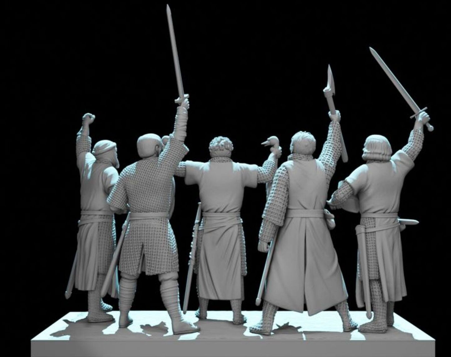 NCM173 By These swans-Medieval Scottish warriors scene