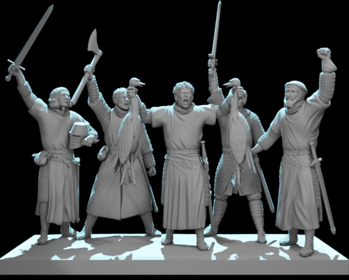 NCM173 By These swans-Medieval Scottish warriors scene