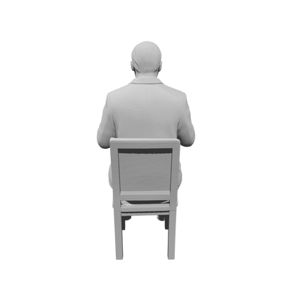 MM1486 Seated Gentleman in Suit Reading Newspaper on Chair