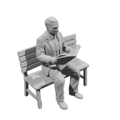 MM1498 Seated Gentleman Reading Book on Bench