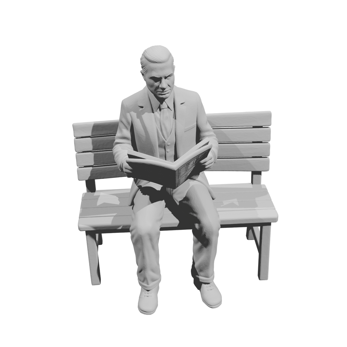 MM1498 Seated Gentleman Reading Book on Bench