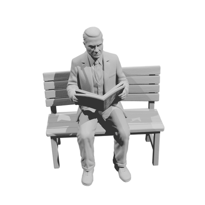MM1498 Seated Gentleman Reading Book on Bench