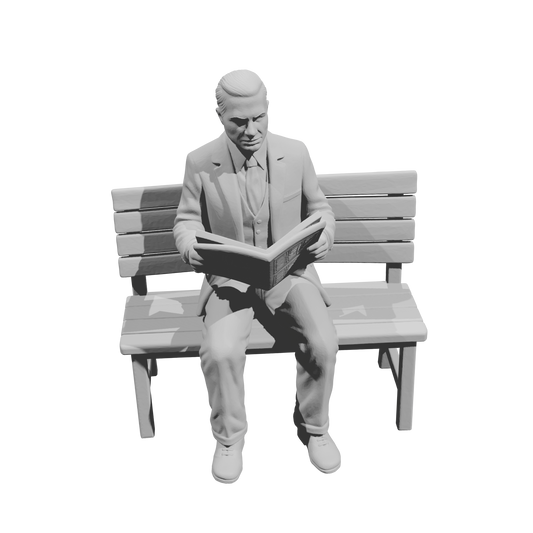 MM1498 Seated Gentleman Reading Book on Bench