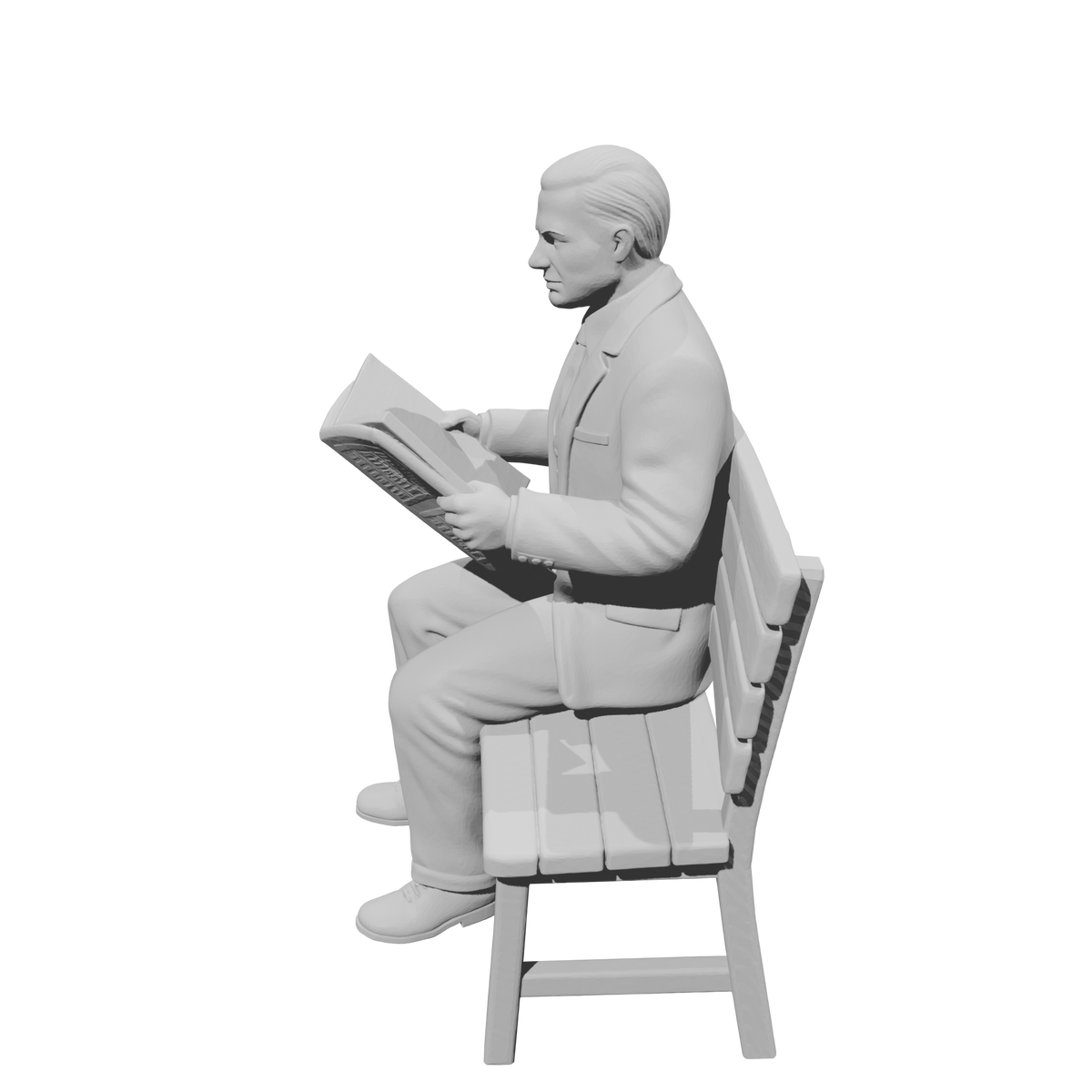 MM1498 Seated Gentleman Reading Book on Bench