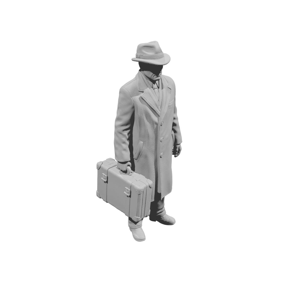 MM1484 Standing Gentleman in Trench Coat and Fedora Holding