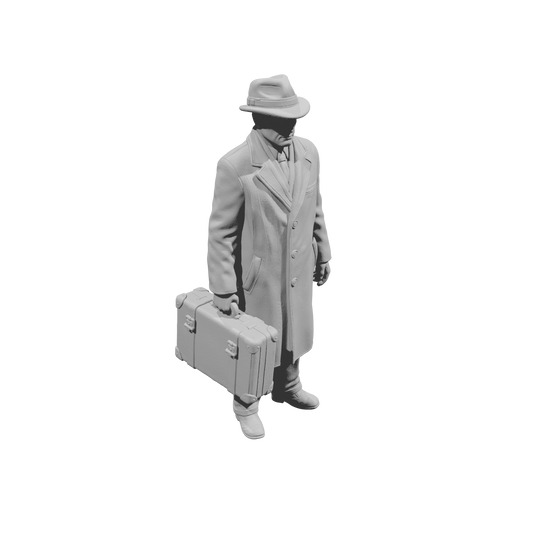 MM1484 Standing Gentleman in Trench Coat and Fedora Holding