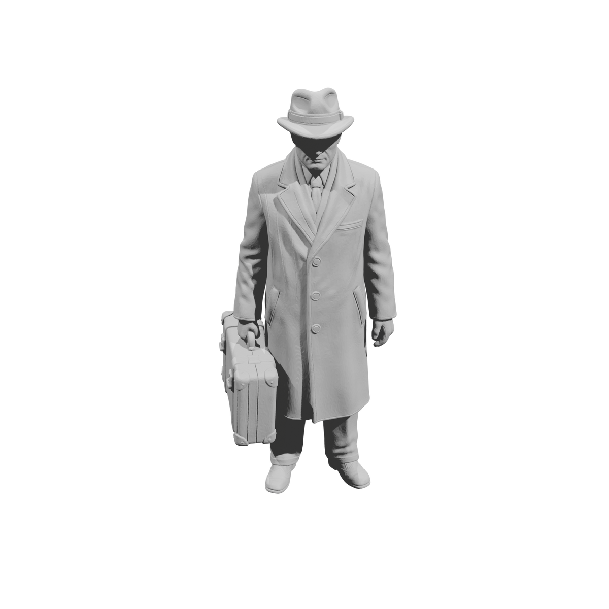 MM1484 Standing Gentleman in Trench Coat and Fedora Holding