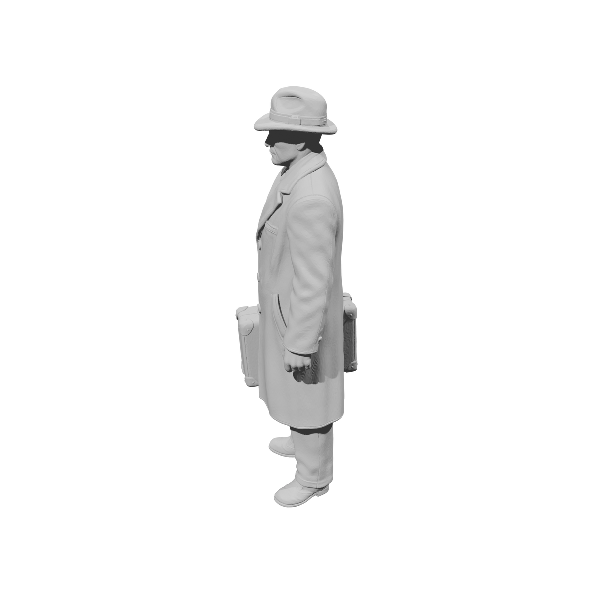 MM1484 Standing Gentleman in Trench Coat and Fedora Holding