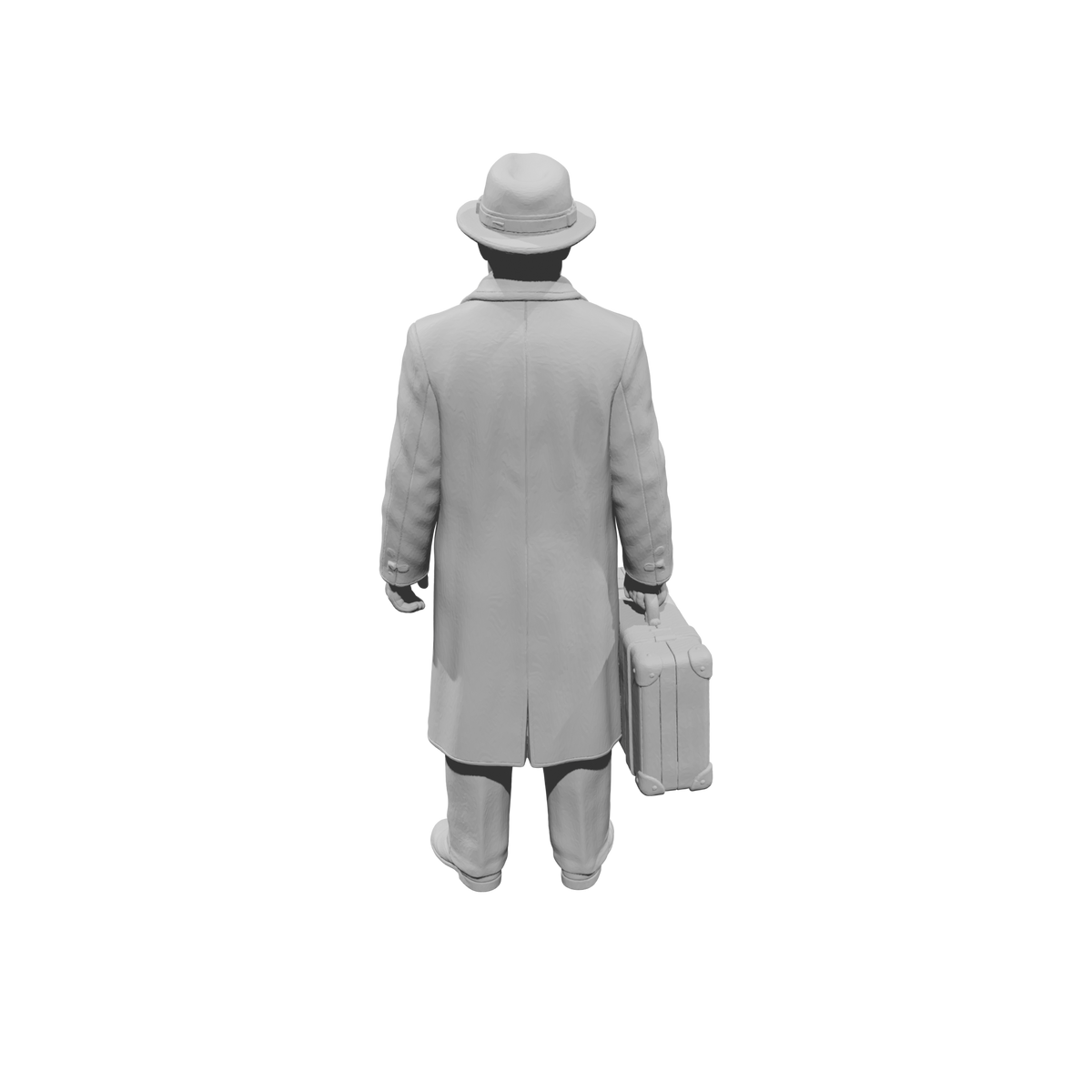 MM1484 Standing Gentleman in Trench Coat and Fedora Holding