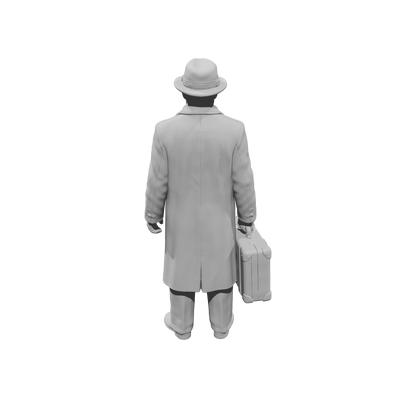 MM1484 Standing Gentleman in Trench Coat and Fedora Holding