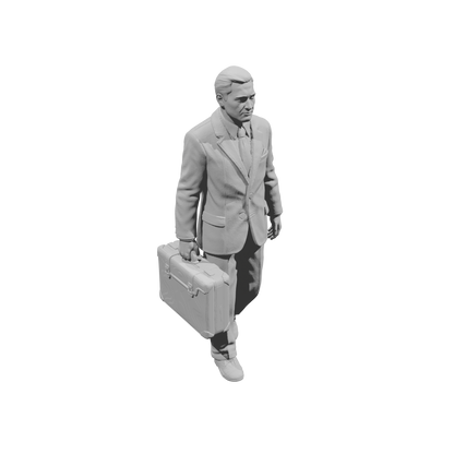 MM1483 Walking Gentleman in Smart Suit Carrying Large Suitcase