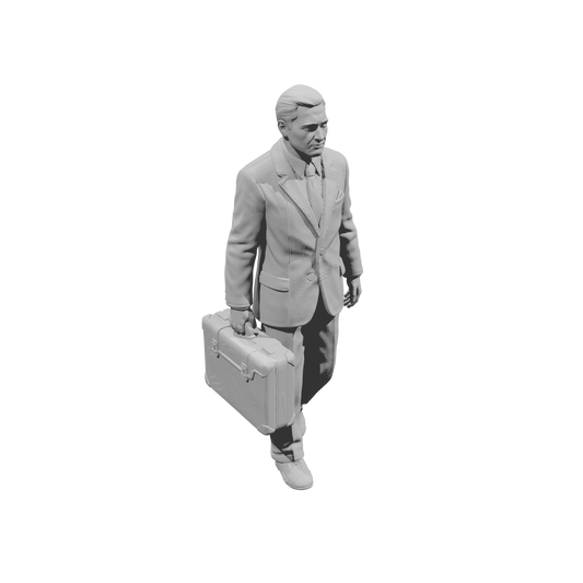 MM1483 Walking Gentleman in Smart Suit Carrying Large Suitcase
