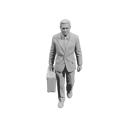MM1483 Walking Gentleman in Smart Suit Carrying Large Suitcase
