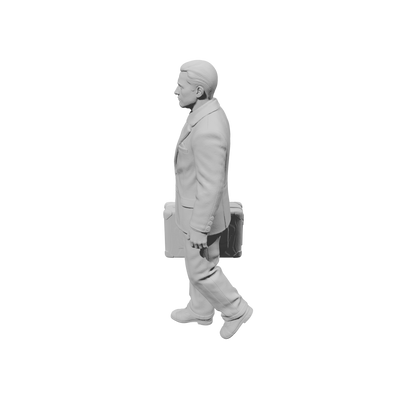 MM1483 Walking Gentleman in Smart Suit Carrying Large Suitcase
