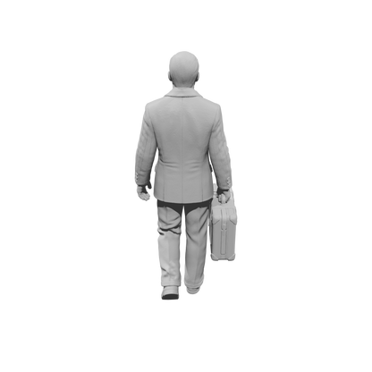 MM1483 Walking Gentleman in Smart Suit Carrying Large Suitcase
