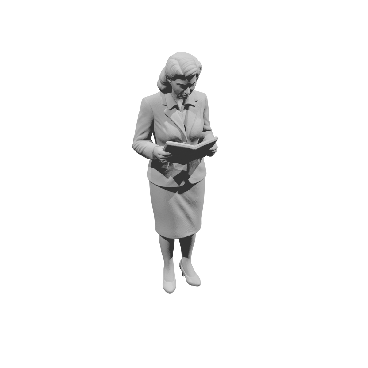 MM1479 Standing Woman in Skirt Suit Reading Book