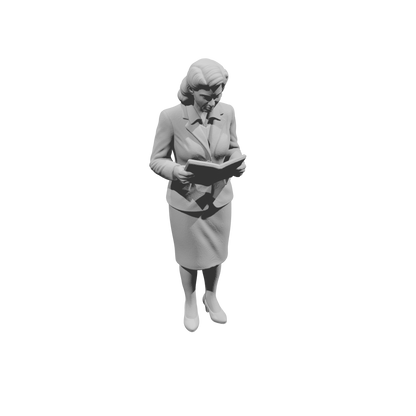 MM1479 Standing Woman in Skirt Suit Reading Book