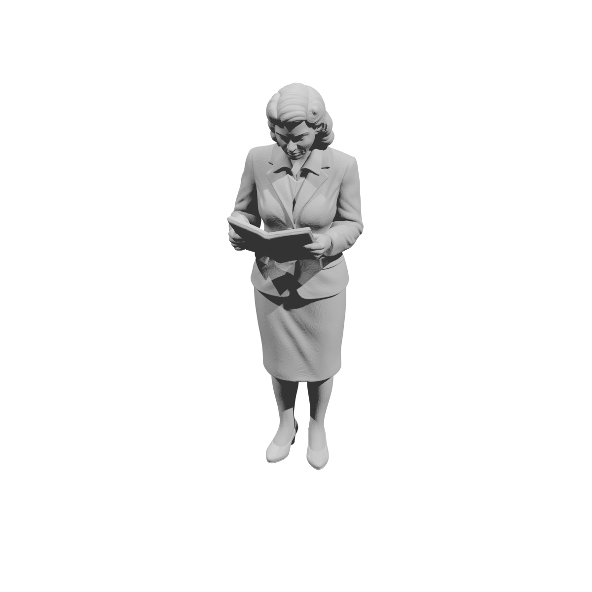 MM1479 Standing Woman in Skirt Suit Reading Book