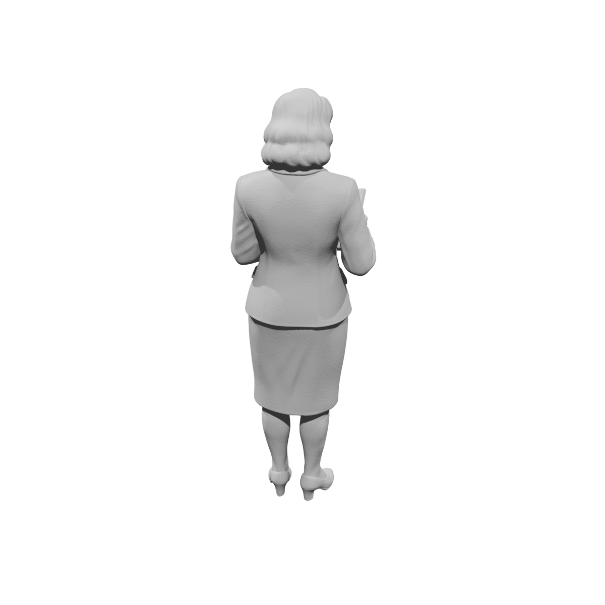 MM1479 Standing Woman in Skirt Suit Reading Book