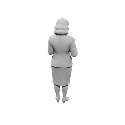 MM1479 Standing Woman in Skirt Suit Reading Book