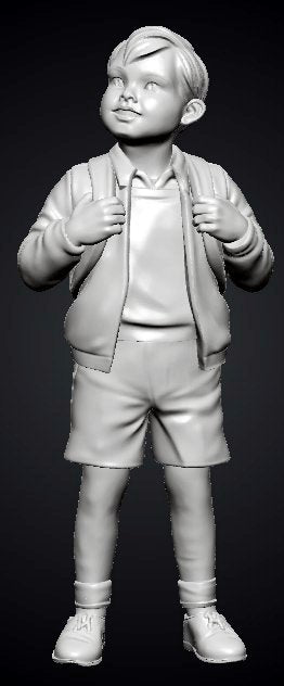 MM1491 Schoolboy Standing with Backpack and Shorts Looking Up