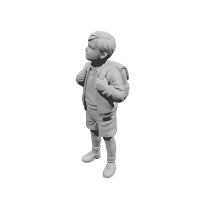 MM1491 Schoolboy Standing with Backpack and Shorts Looking Up