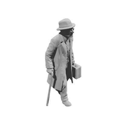 MM1477 Elderly Man With Walking Stick 1940s