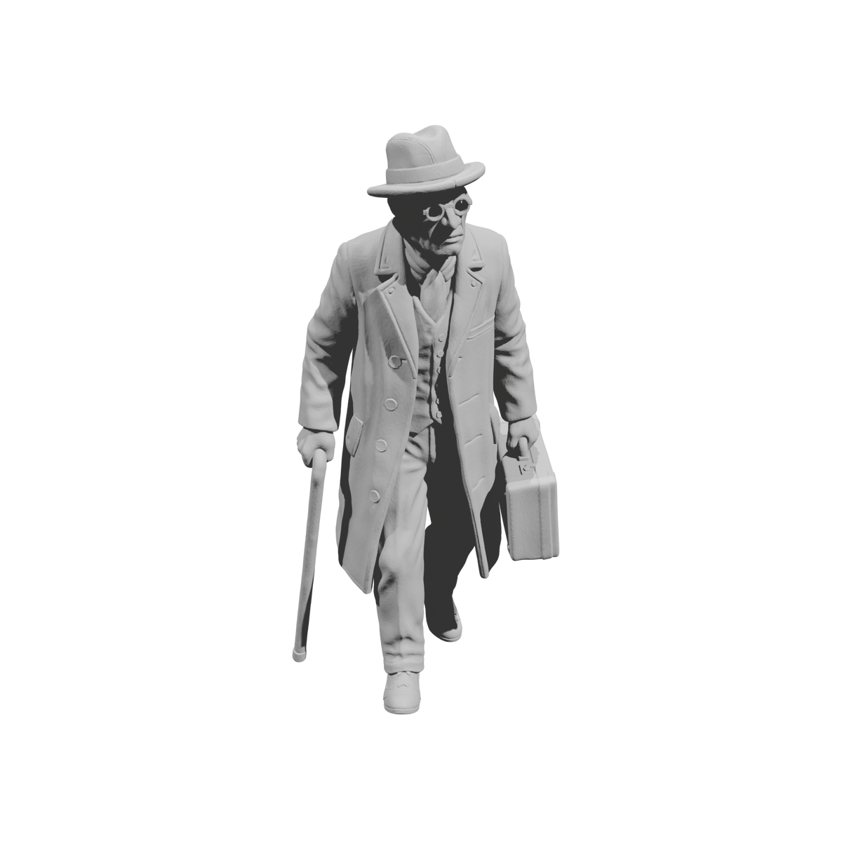 MM1477 Elderly Man With Walking Stick 1940s