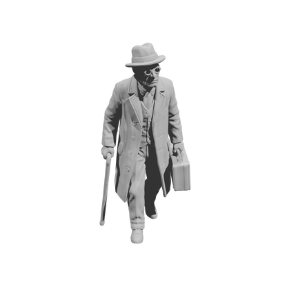 MM1477 Elderly Man With Walking Stick 1940s