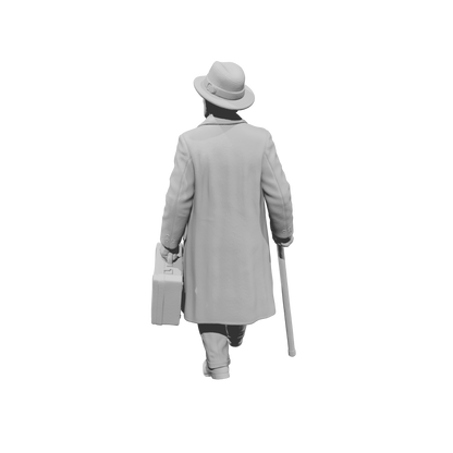 MM1477 Elderly Man With Walking Stick 1940s