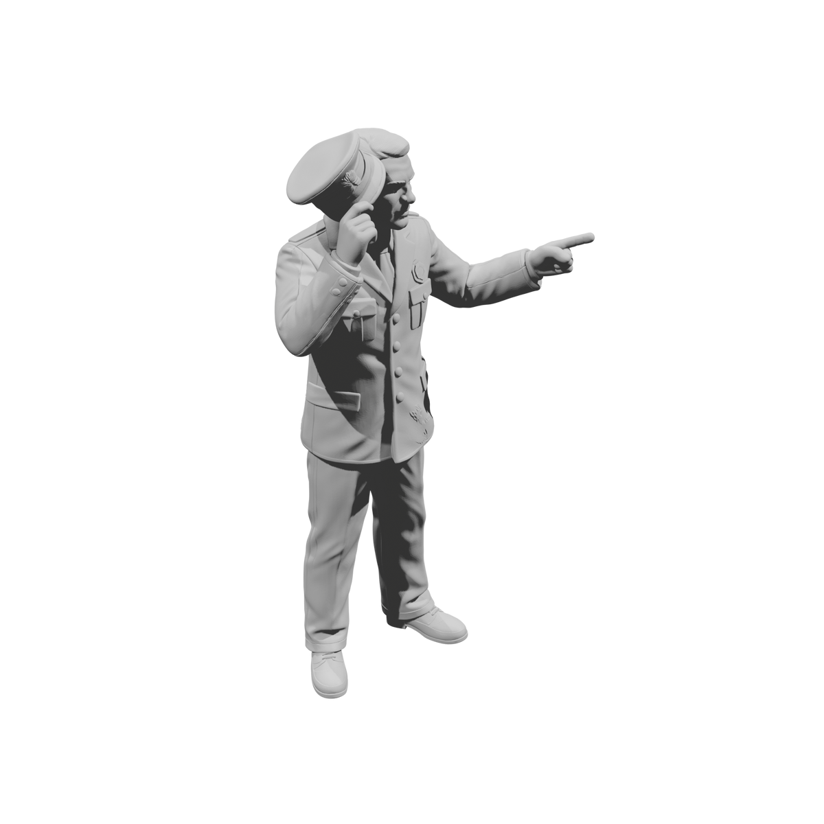 MM1488 Standing Officer in Uniform Pointing and Tipping Visor Hat