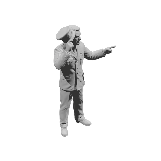 MM1488 Standing Officer in Uniform Pointing and Tipping Visor Hat