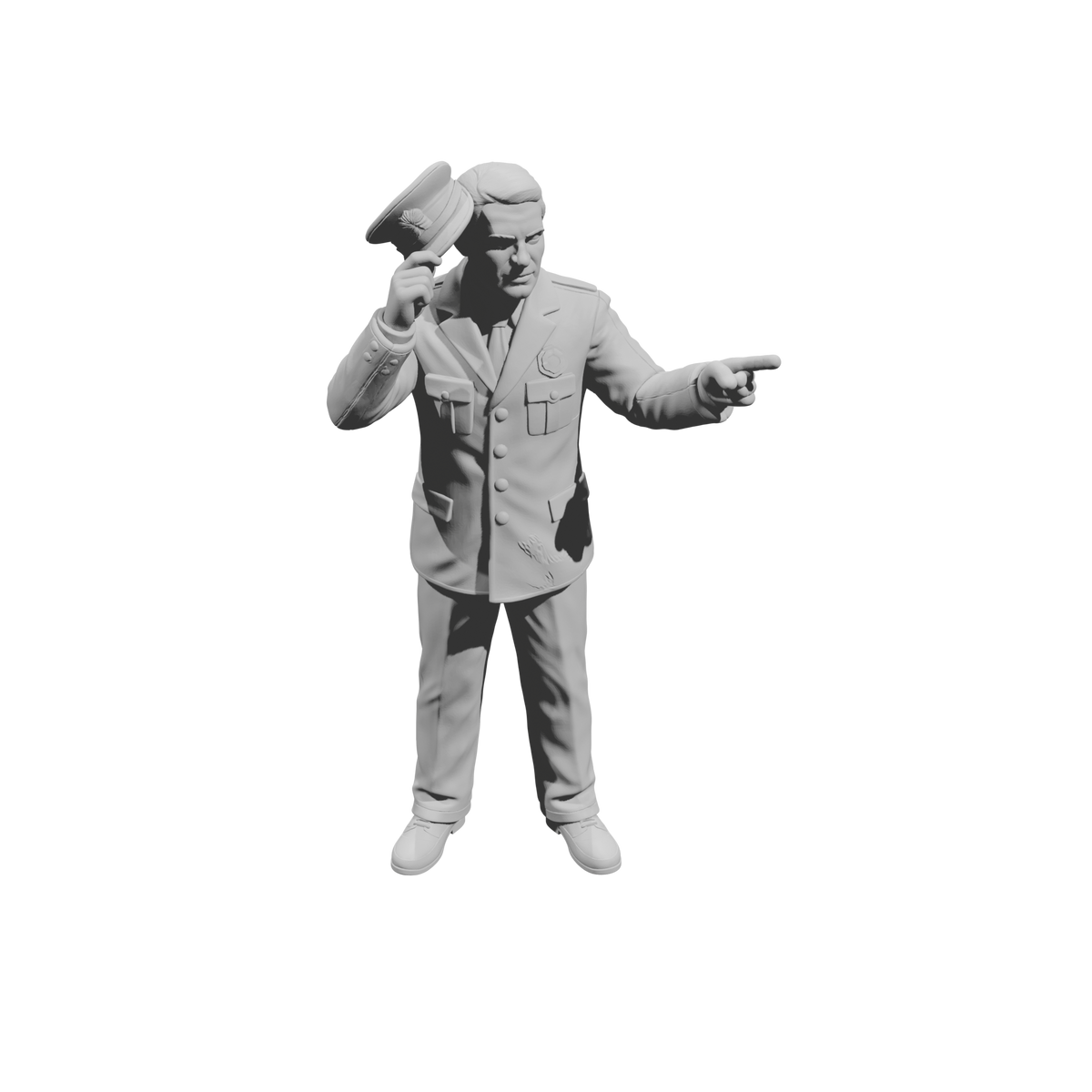 MM1488 Standing Officer in Uniform Pointing and Tipping Visor Hat