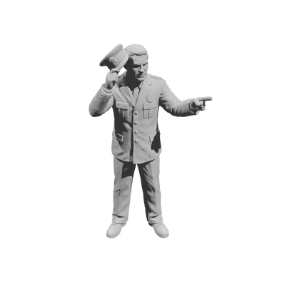 MM1488 Standing Officer in Uniform Pointing and Tipping Visor Hat