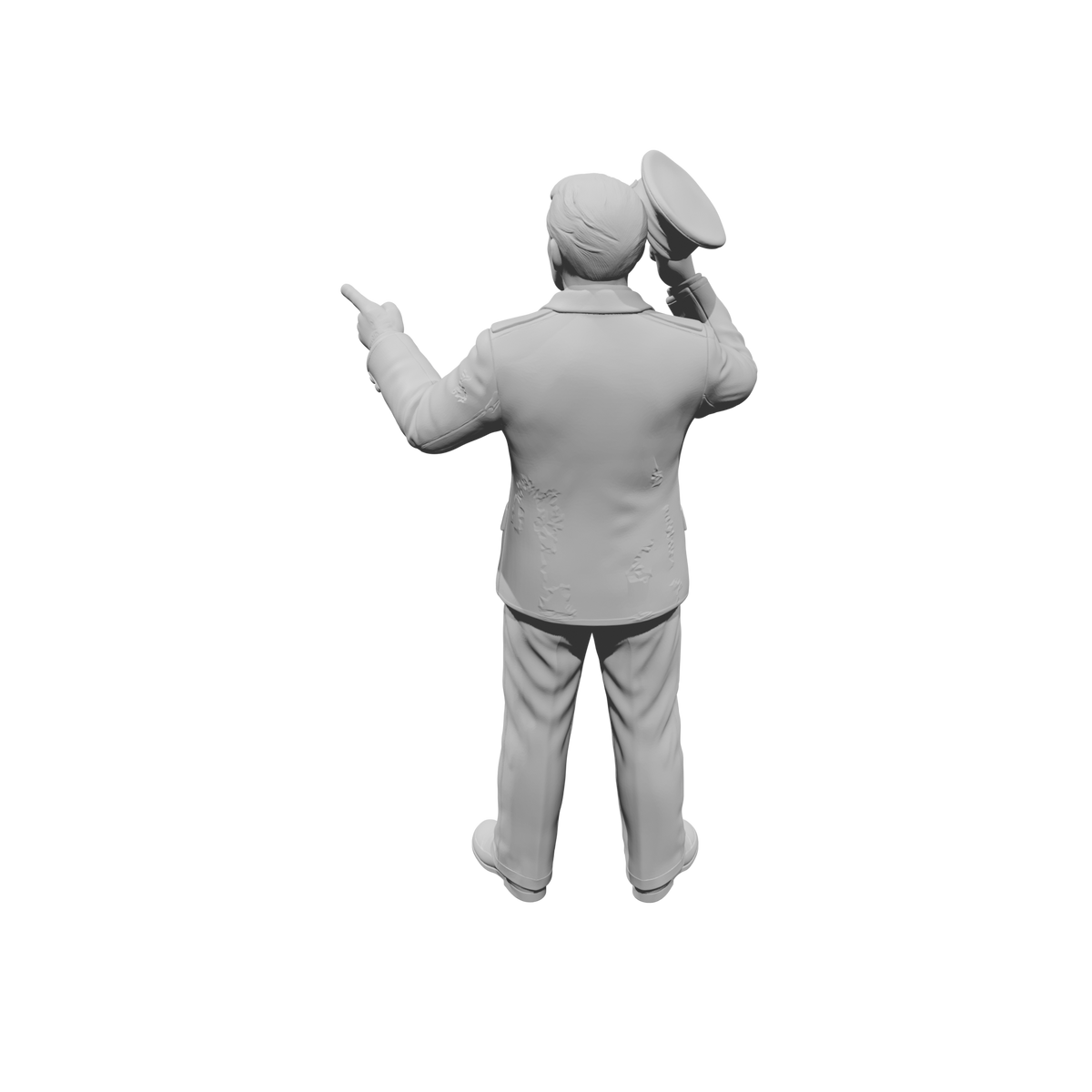 MM1488 Standing Officer in Uniform Pointing and Tipping Visor Hat