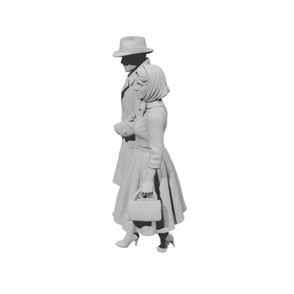 MM2169 1950s Pedestrians-12 Walking Couple in Overcoat and Dress