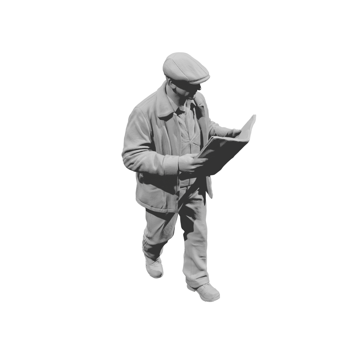 MM2165 1950s Pedestrians-13 Walking Man Reading Newspaper