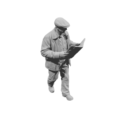MM2165 1950s Pedestrians-13 Walking Man Reading Newspaper