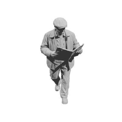 MM2165 1950s Pedestrians-13 Walking Man Reading Newspaper