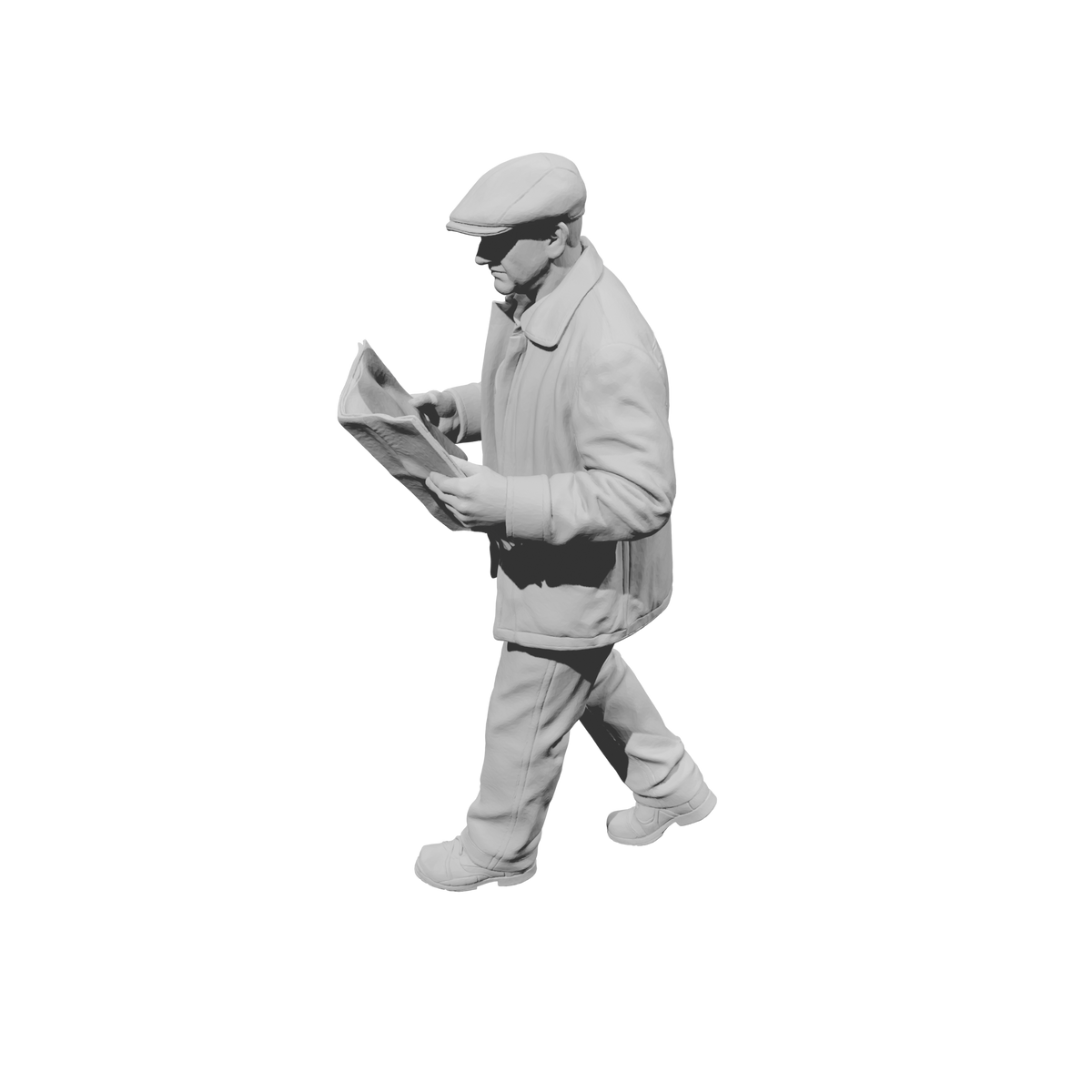 MM2165 1950s Pedestrians-13 Walking Man Reading Newspaper
