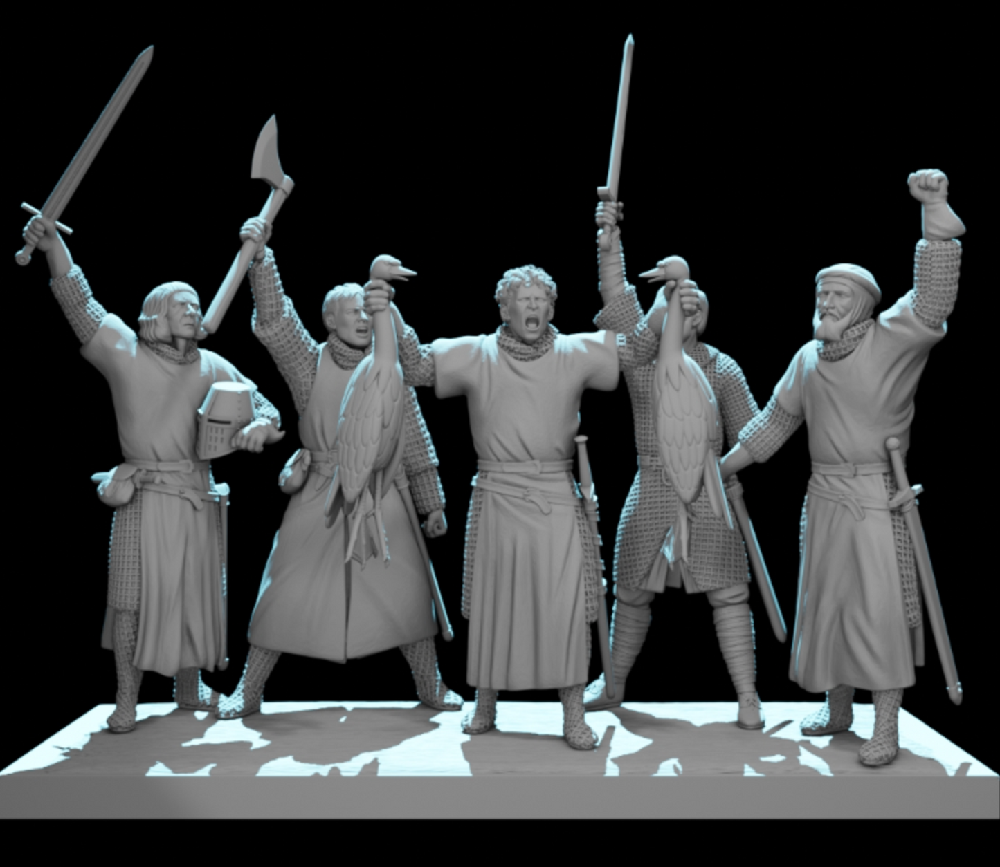 NCM173 By These swans-Medieval Scottish warriors scene