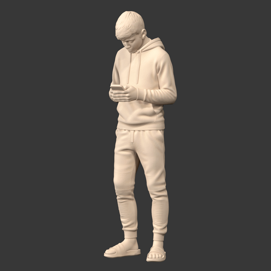 MM4241 Young Teen in PJ's looking at Phone
