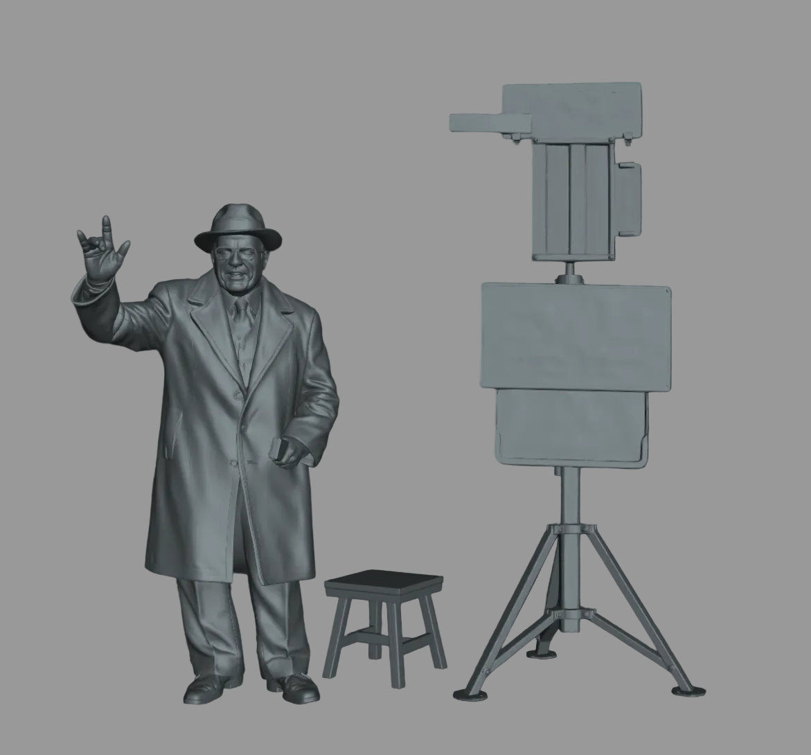 DG080 Bookie with a stool and a tripod board