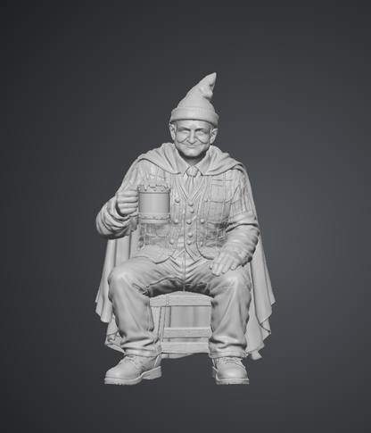 DG083 Wizard having a beer on a magical five legged stool