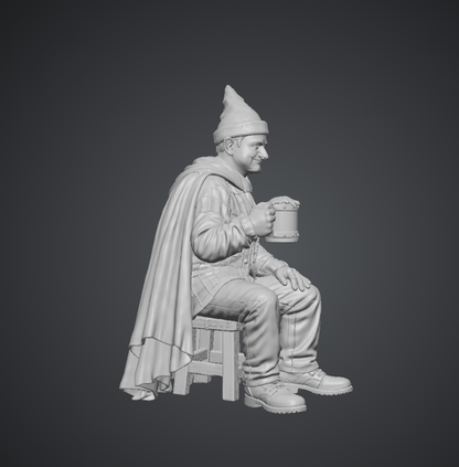 DG083 Wizard having a beer on a magical five legged stool