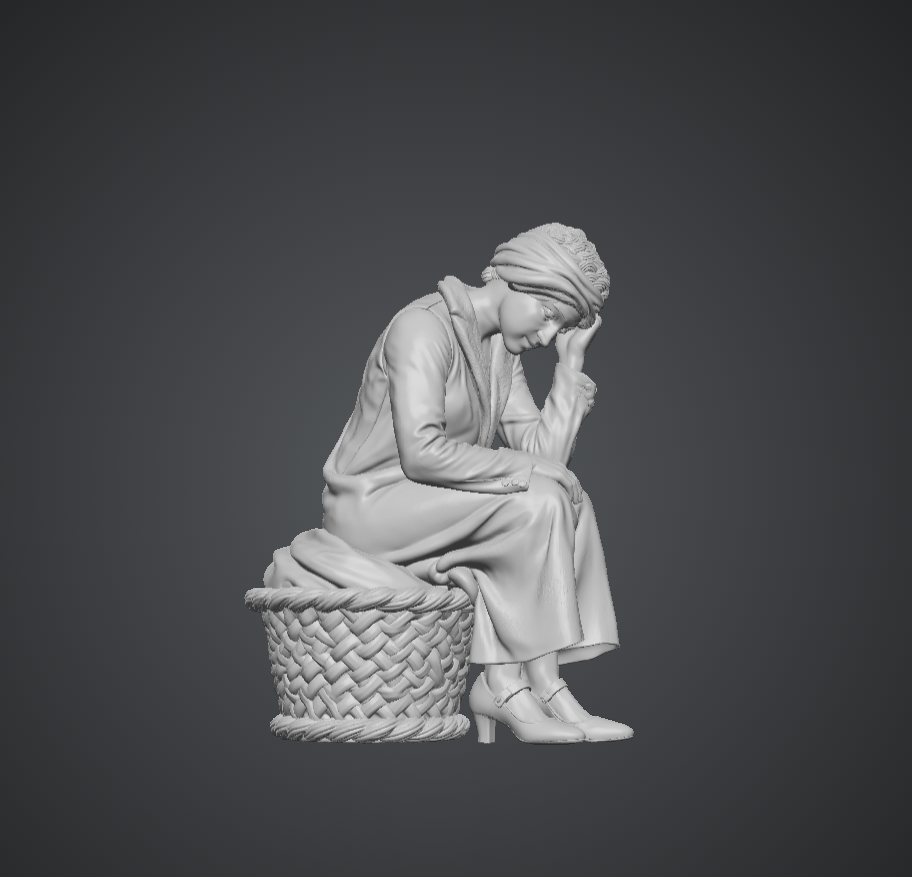 MM566 1940's Style Female Sitting on Washing Basket