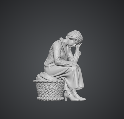 MM566 1940's Style Female Sitting on Washing Basket