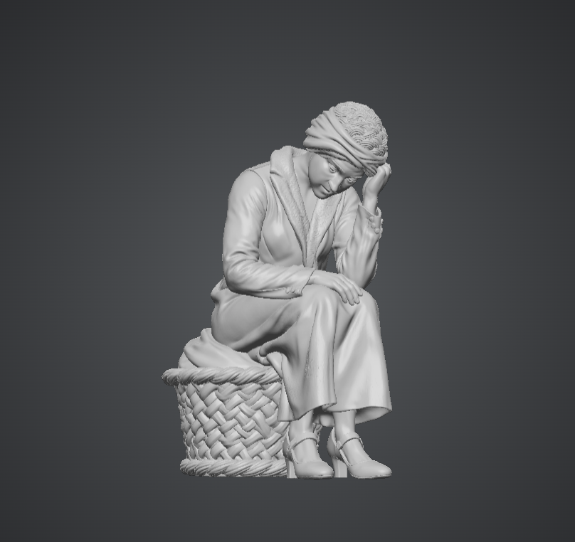MM566 1940's Style Female Sitting on Washing Basket