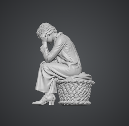 MM566 1940's Style Female Sitting on Washing Basket
