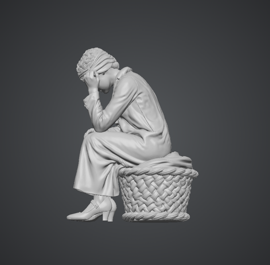 MM566 1940's Style Female Sitting on Washing Basket